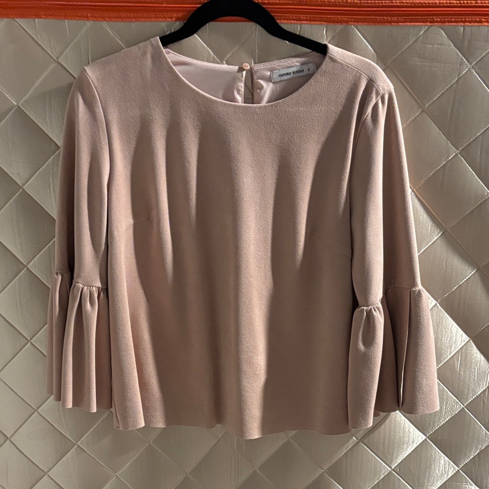 Oxford Women's Pink Blouse with Flared Sleeves